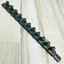 Ernst 1/2" Drive 13" Socket Organizer Rail with 11 Twist Lock Clips - Black