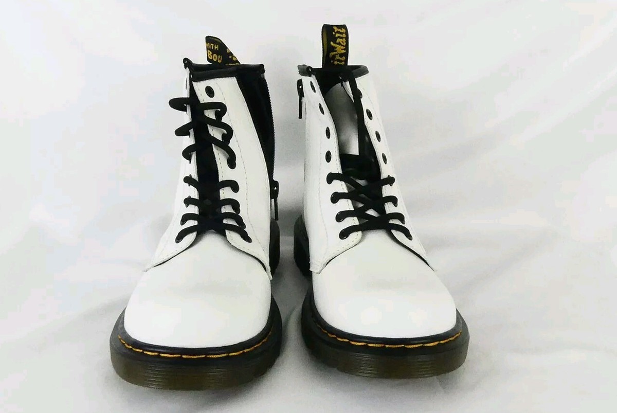 Doc Martens Combat Boots 1460 J Kids Youth Size White Leather