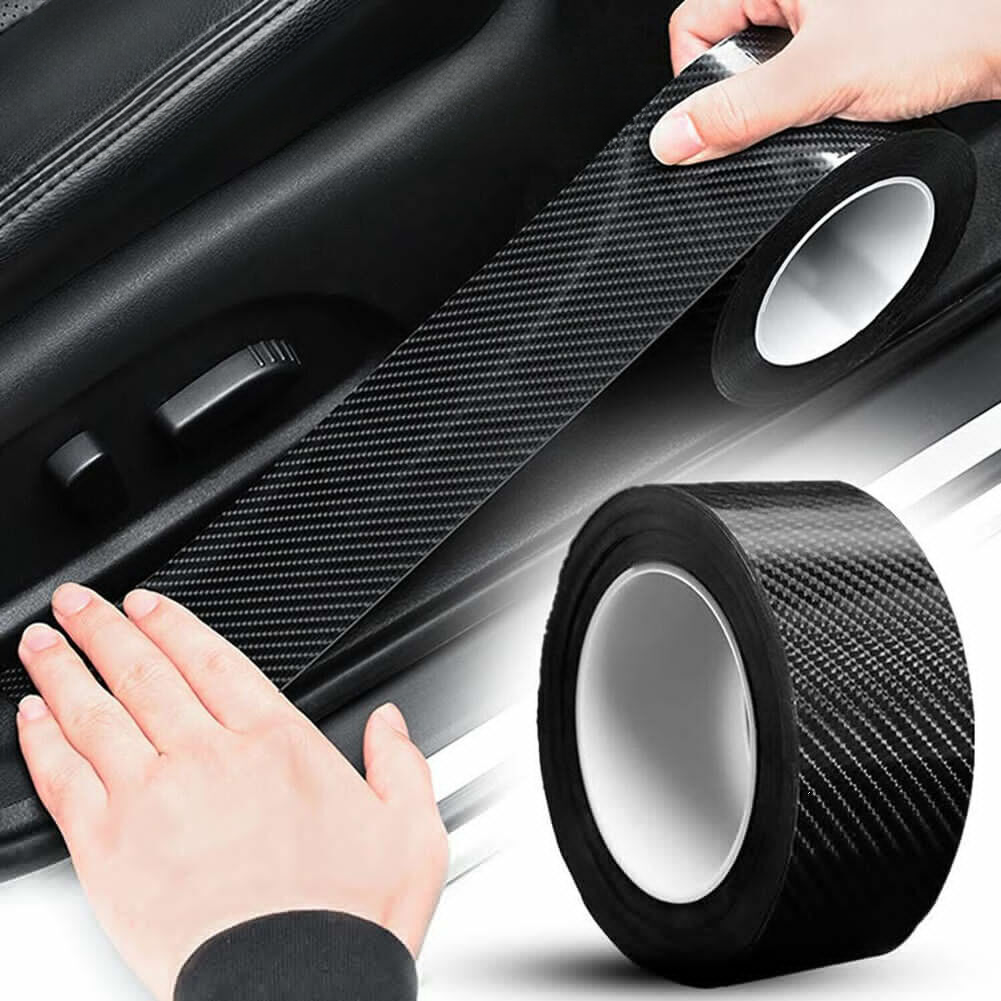 5*300CM Roll Carbon Fiber Sticker Car Door Sill Protector Scuff Plate Trim Decal