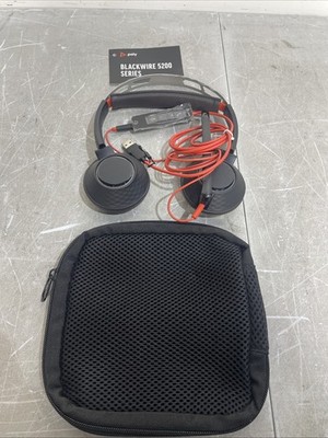 Plantronics Poly Black-wire 5200 Series C5220 USB C Stereo Headset with case