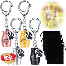 Batiyeer 4 Pack Pet Ashes Urn Keychain Stainless Steel Capsule