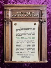 Marsellus Casket Company Advertising Calendar Funeral Mortuary Embalming