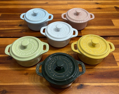 6pc STAUB Mini Cocotte 0.25 Qt /0.2L Multicolor - New in Box - Made in Germany