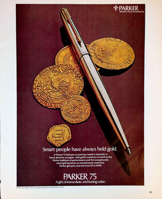 1973 Parker 75 Pen Print Ad Smart People Have Always Held Gold Executive
