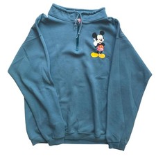 Disney Designs - Blue Quarter Zip Mickey Vintage 90s Sweatshirt