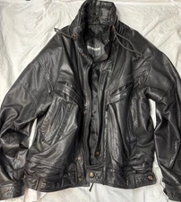 Vintage Stratojac Genuine Leather Jacket Men XL Black Relaxed Fit 1990s - NICE!