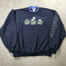 Vintage Morning Sun Dandelion Bird Sweatshirt Womens XL Blue Grandma 90s Flower