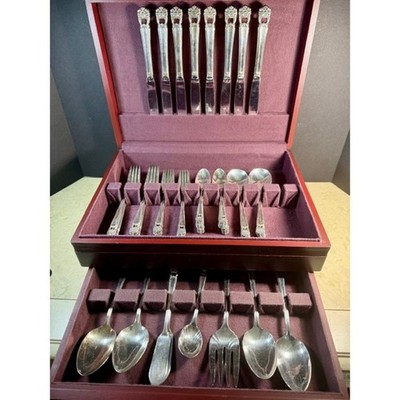 57 pc International Rogers Eternally Yours Silverplate flatware w/Chest