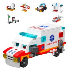 Vilbocr Ambulance Building Blocks Toy 122 Pieces – 7 in 1 Emergency Vehicle S...