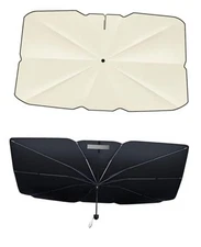 [2025 Upgrade] Retractable Windshield Sun Shade for Car, Umbrella White