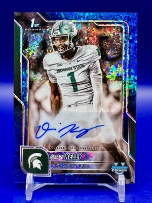2025 Bowman U Chrome Omari Kelly Blue Mini Diamonds 1st Refractor AUTO /150