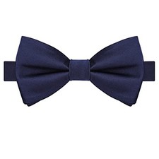 Mens Pre-Tied Bow Tie Adult's Adjustable Tuxedo Satin Bowtie Marine Blue