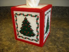 ONE TISSUE BOX COVER - HOLIDAY TREE - Plastic Canvas
