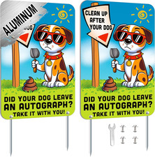 2 PC Clean up after Your Dog Signs, 8X12 Aluminum 1Mm Reflective No Dog Poop Sig