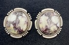 Large Handcrafted Navajo Sterling and Wild Horse Magnesite Stud Earrings — photo 7