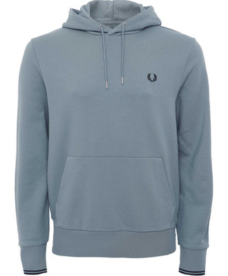 FRED PERRY TIPPED HOODED SWEAT SHIRT/STOCKPORT BLUE - 2XL SRP £95.00
