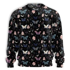 Moon and Flower All Over Print Sweatshirt Uni...