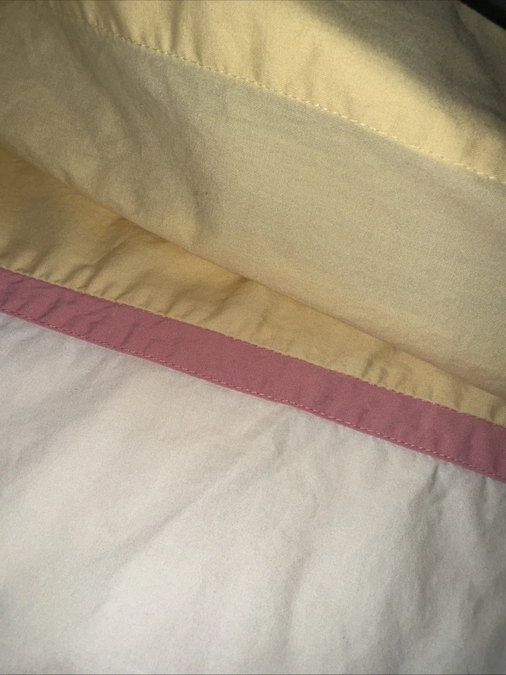 "Edredón Pottery Barn Kids algodón orgánico completo queen amarillo rosa blanco 90"" x 88""" Foto 3 de 4