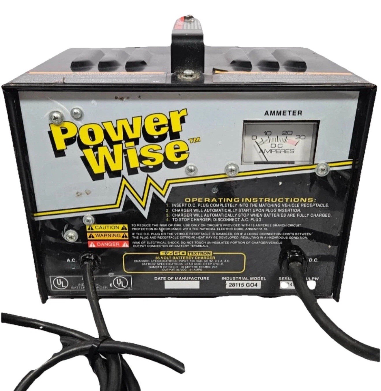 Power Wise 36 Volt EZ-GO Textron Golf Cart Battery Charger. 