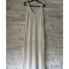 SHOW ME YOUR MUMU white semi-sheer shoulder tie v neck/back side slit maxi dress