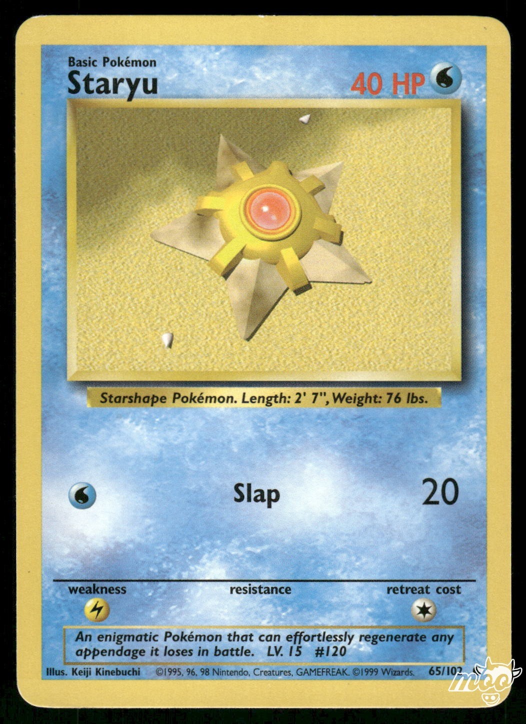 1999 Heavily Played Pokemon Staryu 65/102 Base Set