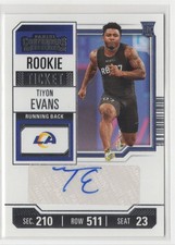 2023 Panini Contenders Rookie Ticket Tiyon Evans Auto Rams #261