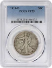 1919-D Walking Liberty Silver Half Dollar VF25 PCGS