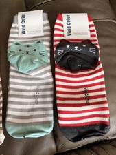 Womens/ Girls Vivid Color Cat Socks- 4 pair, NEW  Variety of colors
