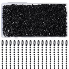 200Pcs Ball Beads Chain Bulk Keychain Rings,4 Inch Dog Tag Small 10cm Black