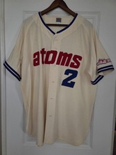 Ebbets Field Flannels Sankei Atoms 1966 Wool Flannel Jersey XL #2 Atom Boy Patch