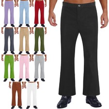 Men Vintage 60s 70s Bell-Bottomed Pants Disco Theme Party Costume Flared Trouser