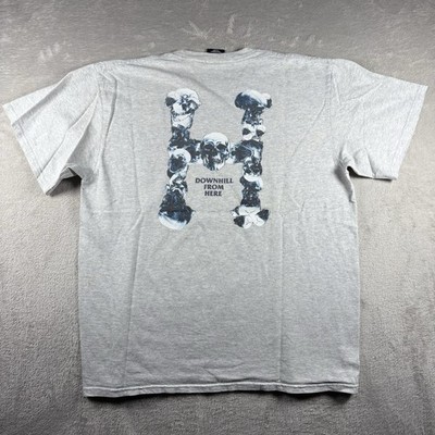 Huf Shirt Men's Large Gray Skull Logo Downhill From Here Y2K #2A