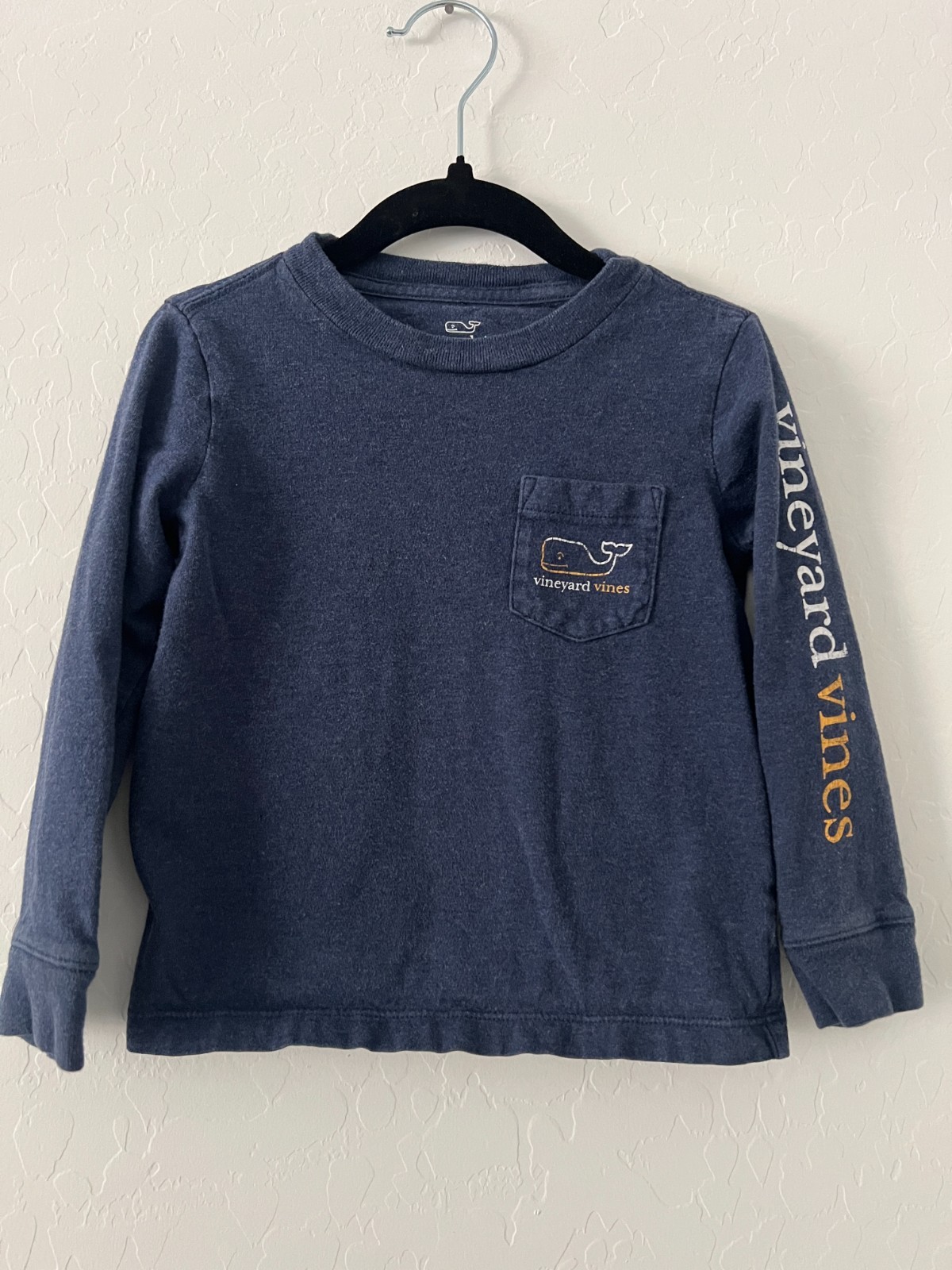 Vineyard Vines Long Sleeve Pocket Tee Toddler Boys Size 3T Blue Whale Logo Shirt