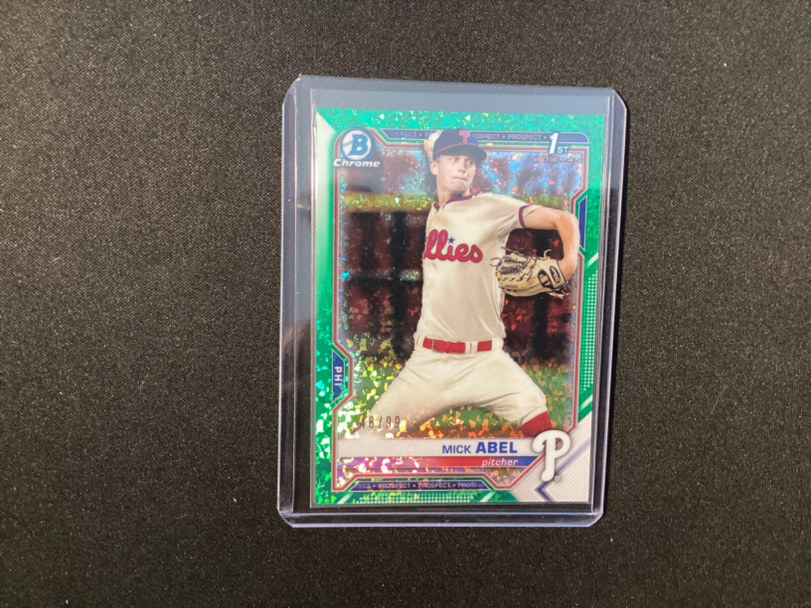 2021 Bowman Chrome MICK ABEL 1st Rookie GREEN MINI-DIAMOND REFRACTOR 48/99 RC