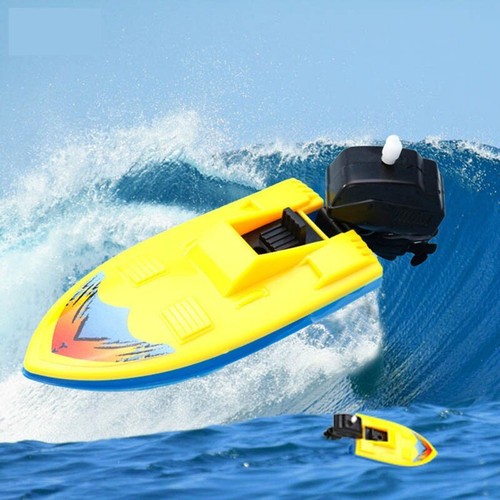 Kids Toy Speed Boat Ship Clockwork Children Water Boat Yellow Mixed Blue Color - Picture 2 of 9