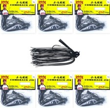 (6) Strike King 1 Oz J-Lee Comeback Football Head Jigs Black JLCJ1-1 Brand New