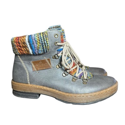 Rieker Women's Felicitas Grey/Multi EU 40 / US 8.5 GREY Basalt/Nuss/Orange Multi