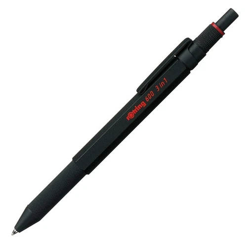 Rotring 600  3-In-1 Multi Pen Black & Red Pen .5 Pencil Black 2164108 New In Box
