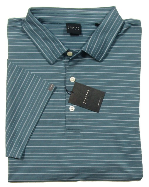 Dunning Golf Men's Bay Bridge Green Striped Performance Short Sleeve Polo Shirt | eBay