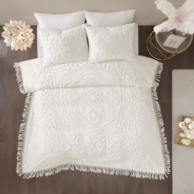 #ad Madison Park Virginia Medallion Fringe 3 Pc. Quilt Set Full Queen $62.91