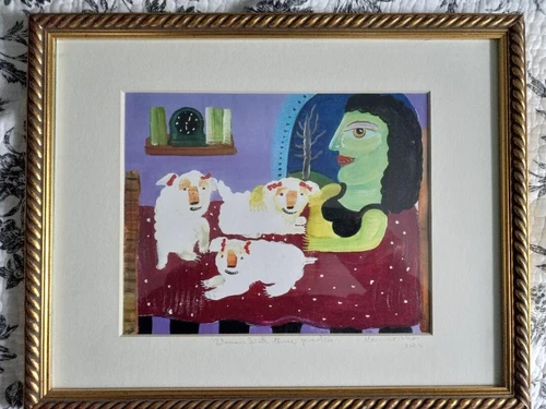 Allison Merriweather print "Girl with three Poodles"