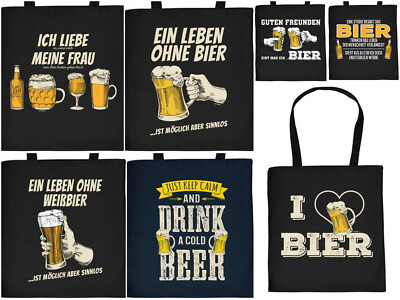 Bier Sprüche Tasche - lustige Baumwolltasche - coole Sprüche Geschenktasche Bier