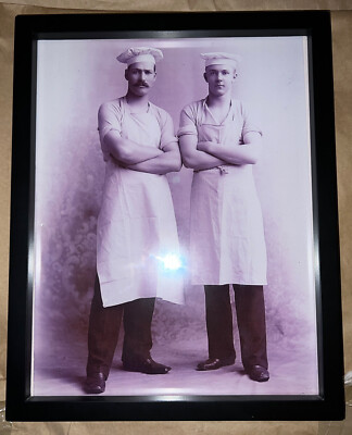 Vintage Picture Two Chefs Posing - Framed - 15 x12 