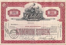 Stock certificate Childs Company  (Brooklyn, Coney Island Restaurant) 1950's