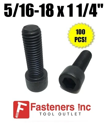 BRIGHTON (Qty 100) 5/16-18 x 1-1/4" Socket Head Allen Cap Screw 12.9 Black Oxide / Plain