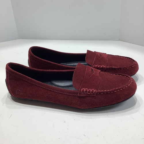 BORN Red SUEDE PENNY LOAFER DRIVING 