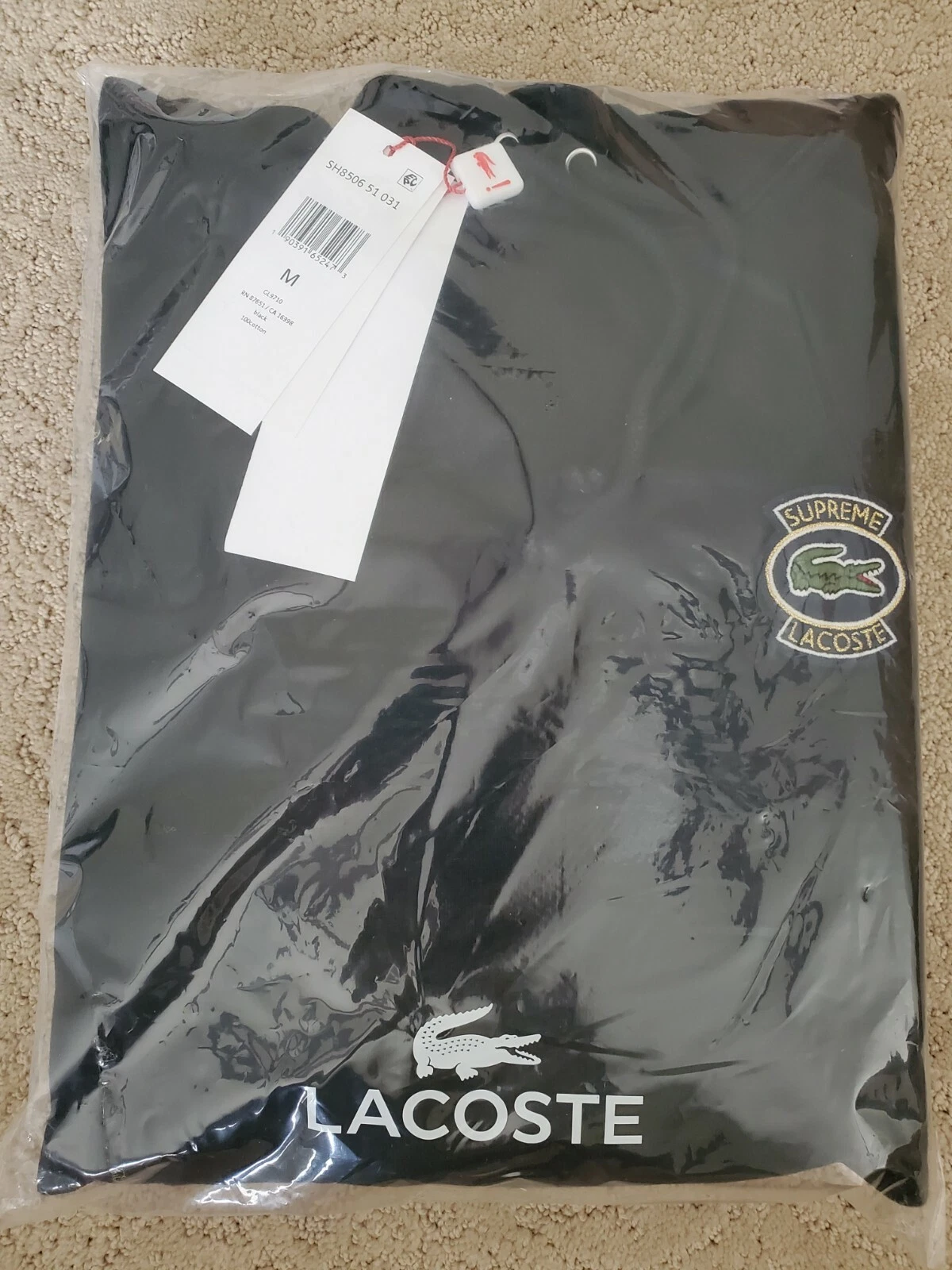 Sweat shirt à capuche Supreme x Lacoste SS18   Sweat à capuche   M   noir flambant neuf