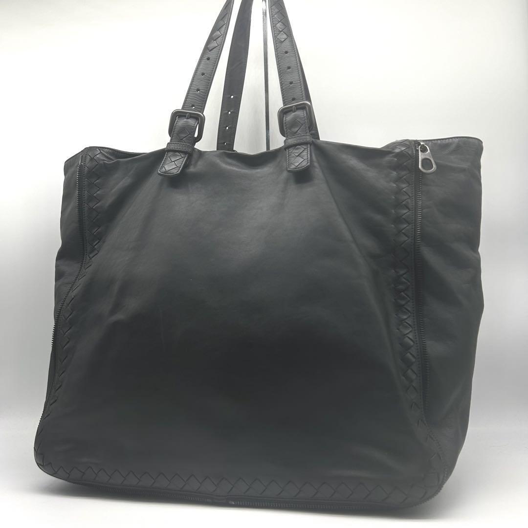Good       Bottega Veneta Intrecciato Tote Bag Black Large Capacity