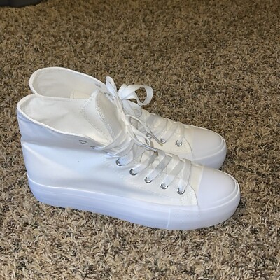 Athletic High Top ZY-K22030 Canvas Shoes Sneakers Womens Size 11 White New 