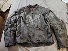 First Racing Men Motorcycle Jacket Thinsulate Skull Full Zip Black Sz 2X
